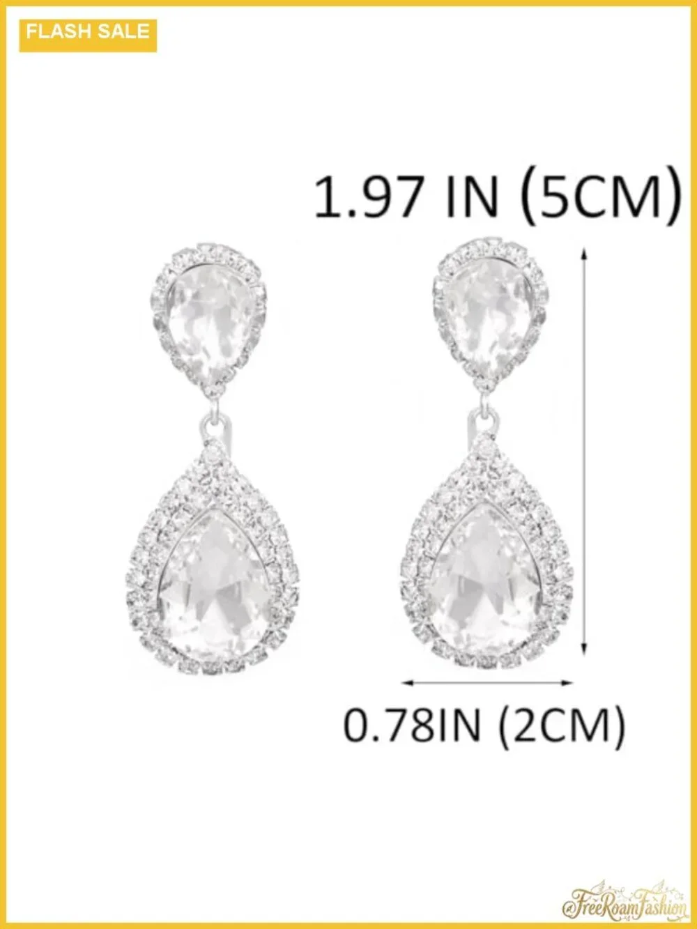 Rhinestone Teardrop Dangle Earrings Crystal Wedding Bridal Drop 1.77